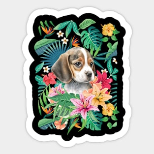 Tropical Beagle Puppy 3 Sticker